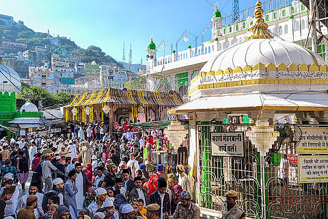 People visit the shrine of Sufi saint Khwaja Moinuddin Chishti during the annual 'Urs' festival procession, in Ajmer, Rajasthan.
