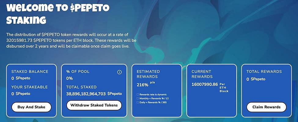 Pepeto staking status
