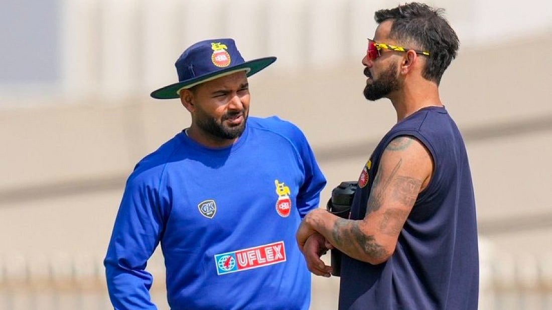 File : Virat Kohli and Rishabh Pant during a training session 