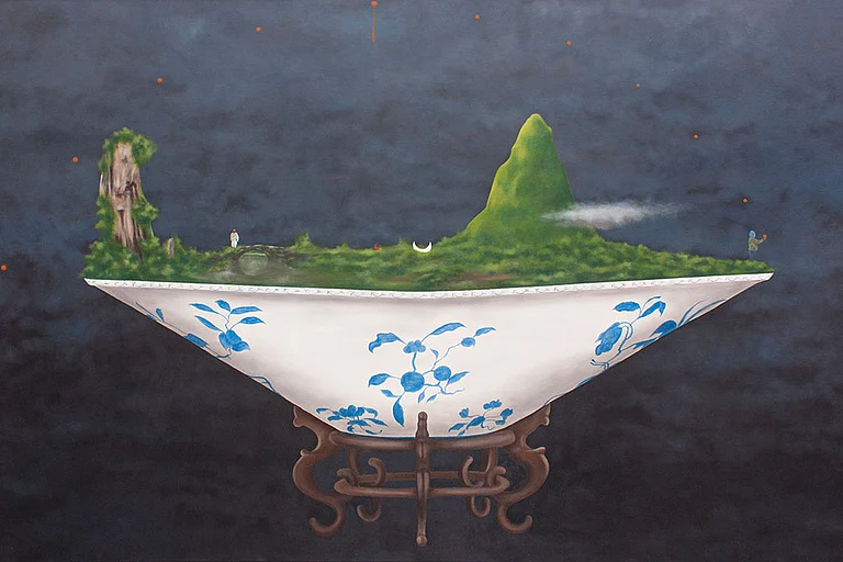 The Silent Landscape Artwork by Abhijit Saikia - | Courtesy: Champatree Art Gallery