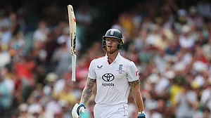 | Photo: AP/James Elsby : England's Ben Stokes gets hit on facial and suffered multiple bruises on face during practice.