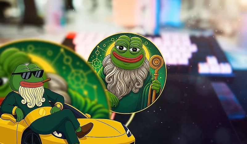 Pepe the Frog in a sports car and as a wizard