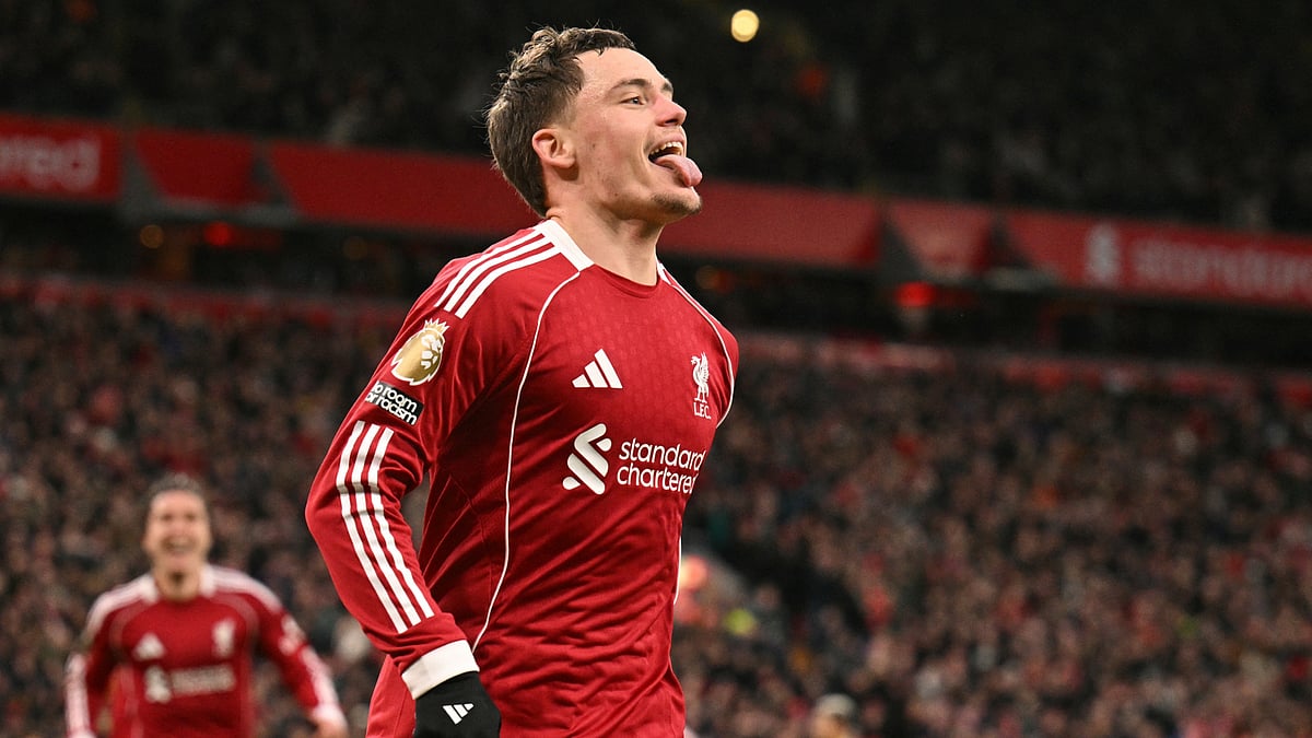 Florian Wirtz celebrates after scoring against Wolves