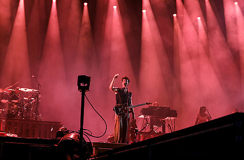 Canadian singer Shawn Mendes performs during the Lollapalooza India 2025 music festival, in Mumbai, Saturday, March 8, 2025.