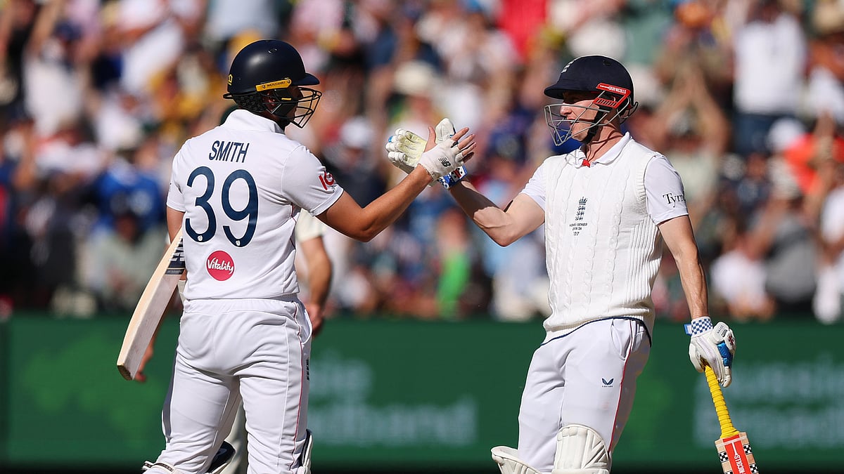 England's Harry Brook and Jamie Smith in action during the fourth Ashes Test against England on Decembet 27, 2025.
