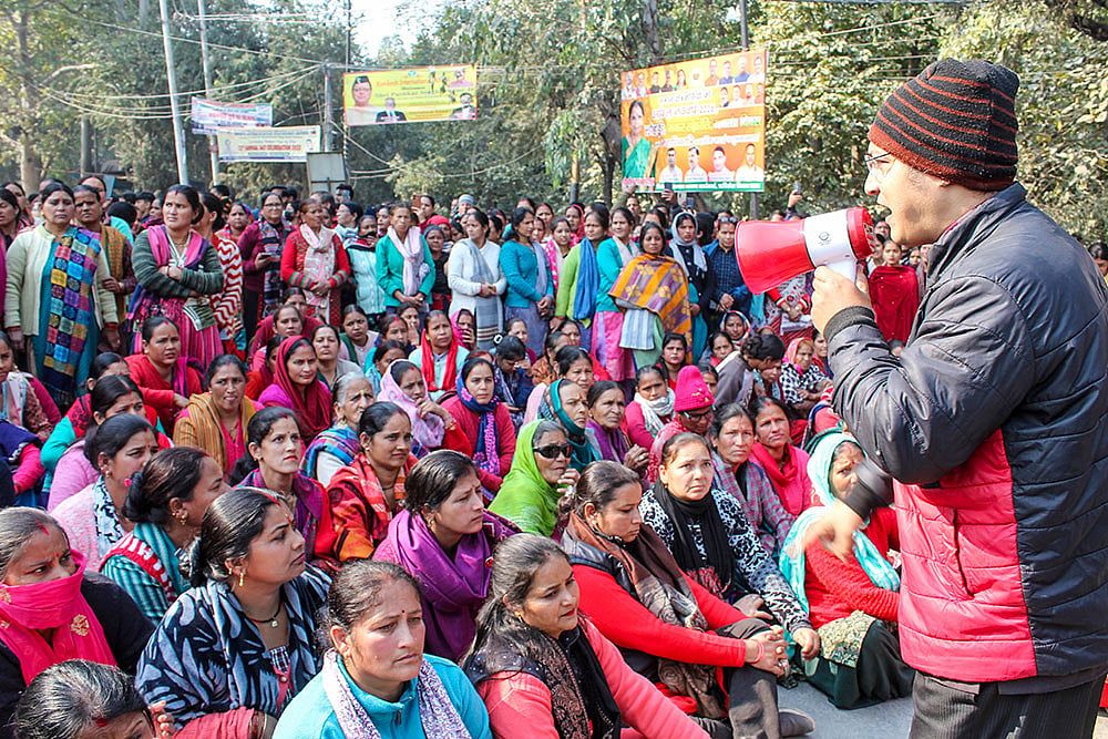Residents protest in Rishikesh