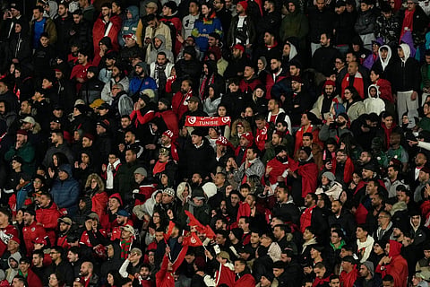 Tunisia's supporters watch the Africa Cup of Nations group C soccer match between Nigeria and Tunisia in Fez, Morocco,.