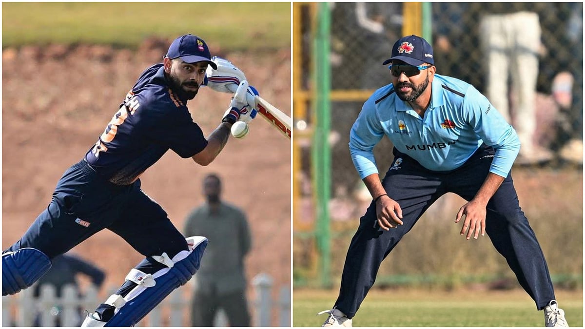 | Photo: X : File photos of Virat Kohli and Rohit Sharma in action in the Vijay Hazare Trophy 2025-26.
