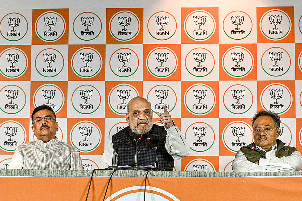 Amit Shah addresses a press conference