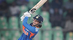 India's Smriti Mandhana in action during the fourth women's T20I against Sri Lanka on December 28, 2025. - | Photo: X/BCCIWomen