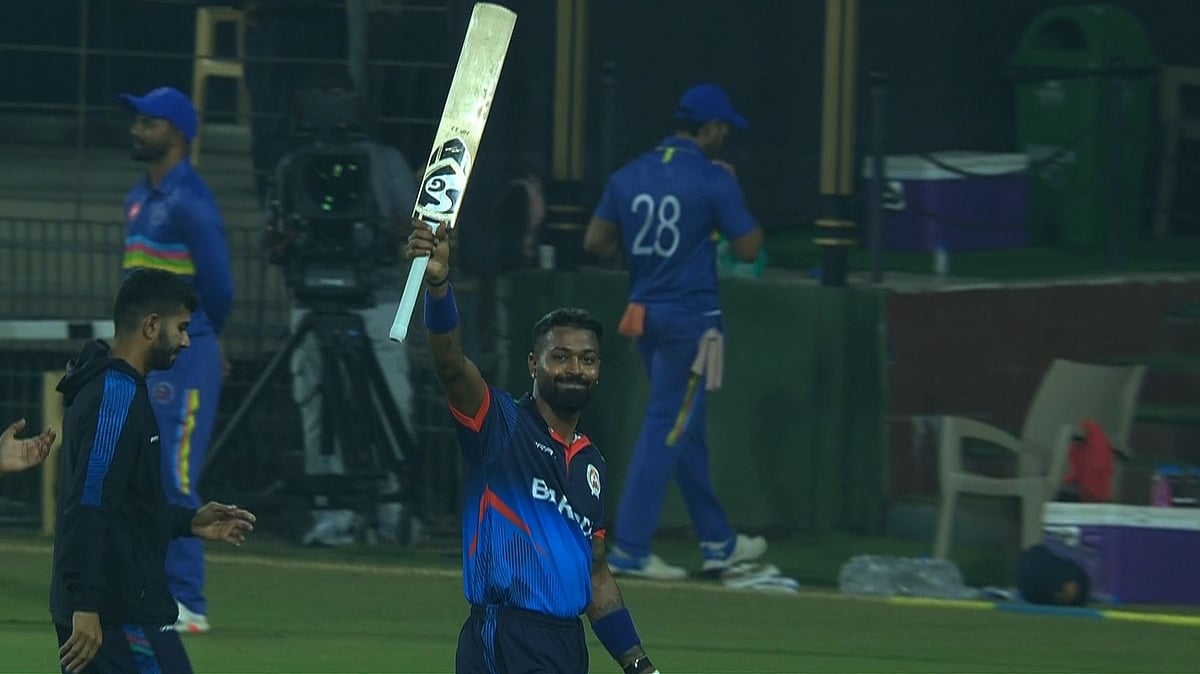 | Photo: X/BCCIDomestic : Hardik Pandya slams 75 off just 31 ball for Baroda against Chandigarh in round 7 of the Vijay Hazare Trophy match at Rajkot on Thurday, January 8, 2026.