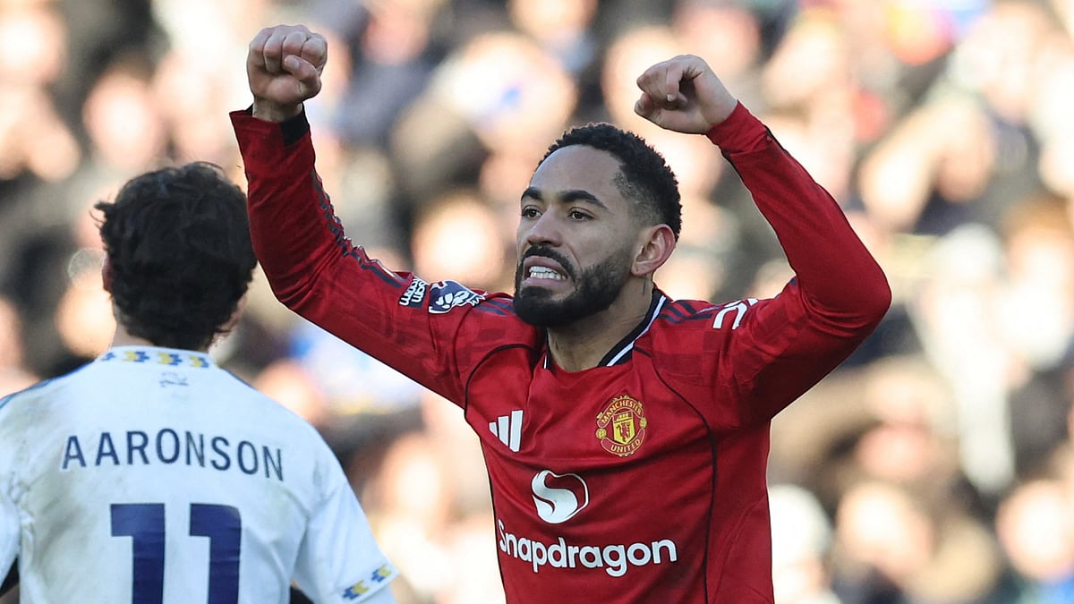 Manchester United's goalscorer Matheus Cunha.