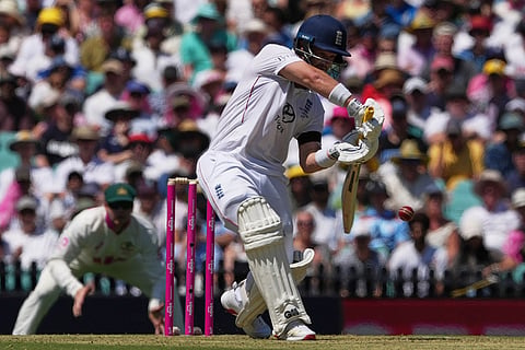 England's Ben Duckett bats during play on day one of the fifth and final Ashes cricket test between England and Australia in Sydney.