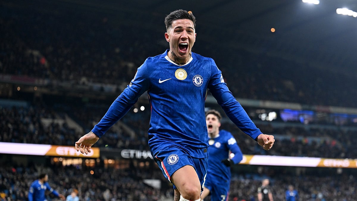Enzo Fernandez celebrates his equaliser