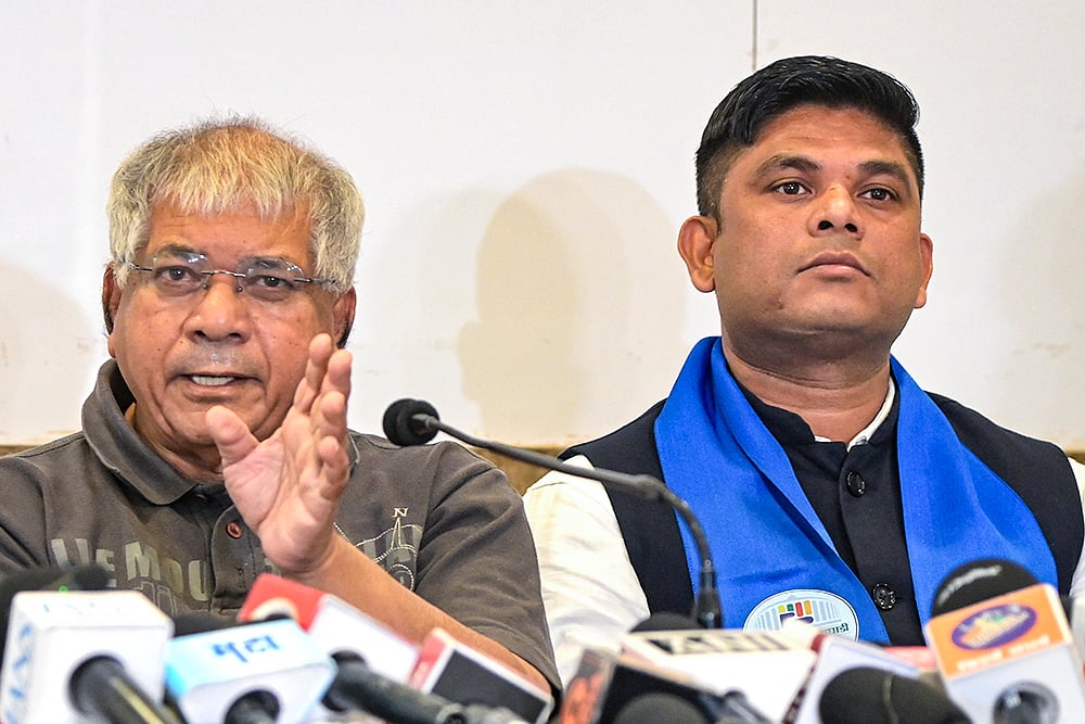 Prakash Ambedkar addresses media
