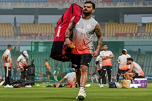 | Photo: PTI/Ravi Choudhary : India’s Virat Kohli during a practice session ahead of the first ODI cricket match of a series between India and New Zealand, at Kotambi Stadium, in Vadodara, Gujarat.