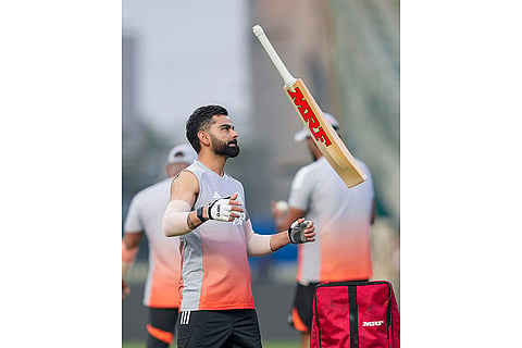 India’s Virat Kohli during a practice session ahead of the first ODI cricket match of a series between India and New Zealand, at Kotambi Stadium, in Vadodara, Gujarat.