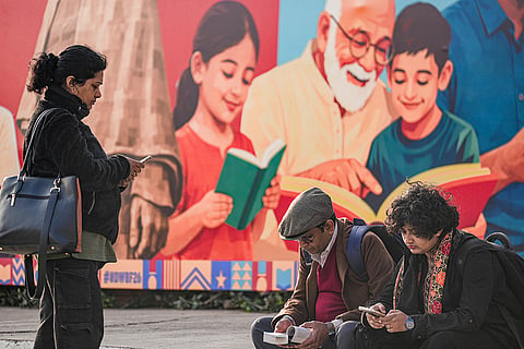 Visitors at the New Delhi World Book Fair at Bharat Mandapam, in New Delhi.