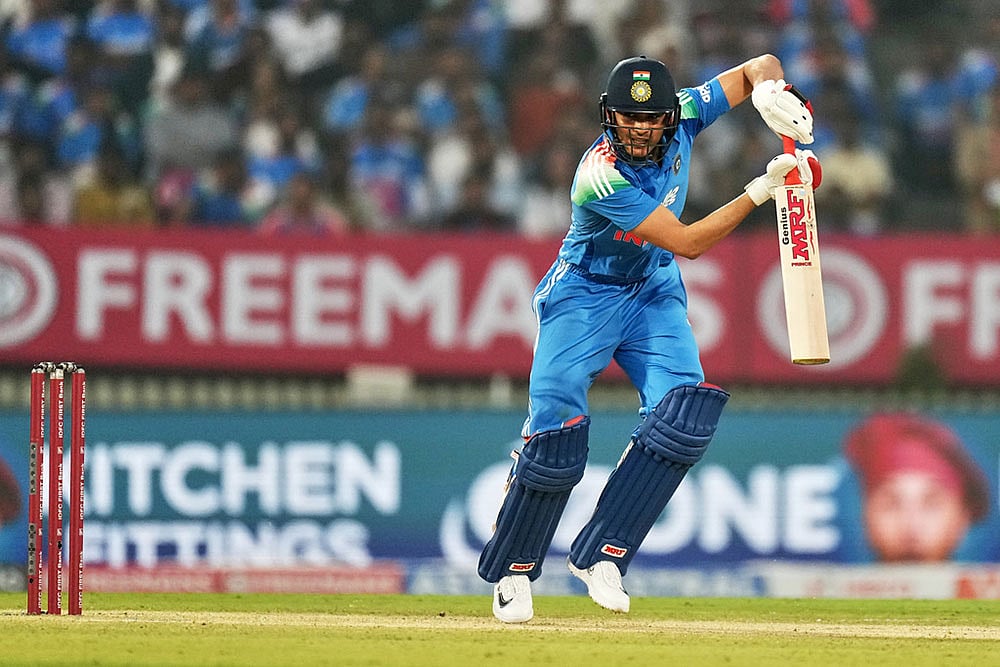 Indias captain Shubman Gill plays a shot