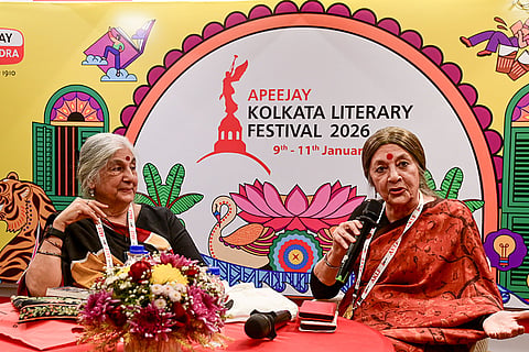 CPI(M) leaders Brinda Karat, right, and Subhashini Ali during a session at the ‘Kolkata Literary Festival 2026’, in Kolkata, West Bengal.