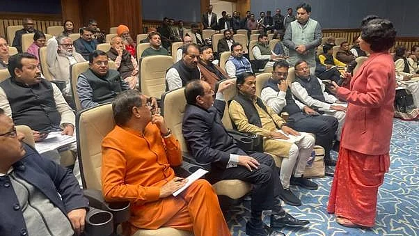 A group of policymakers discussing