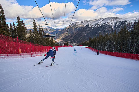 Skier Allison Mollin takes a run during practice with the U.S. Women's Ski Team at Copper Mountain, Colo.