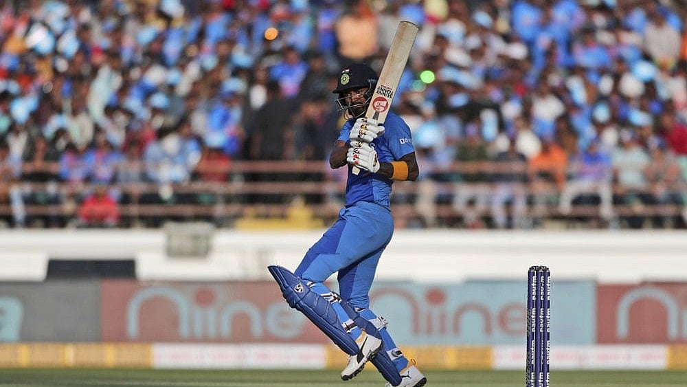 File : KL Rahul plays the flick shot in an ODI match