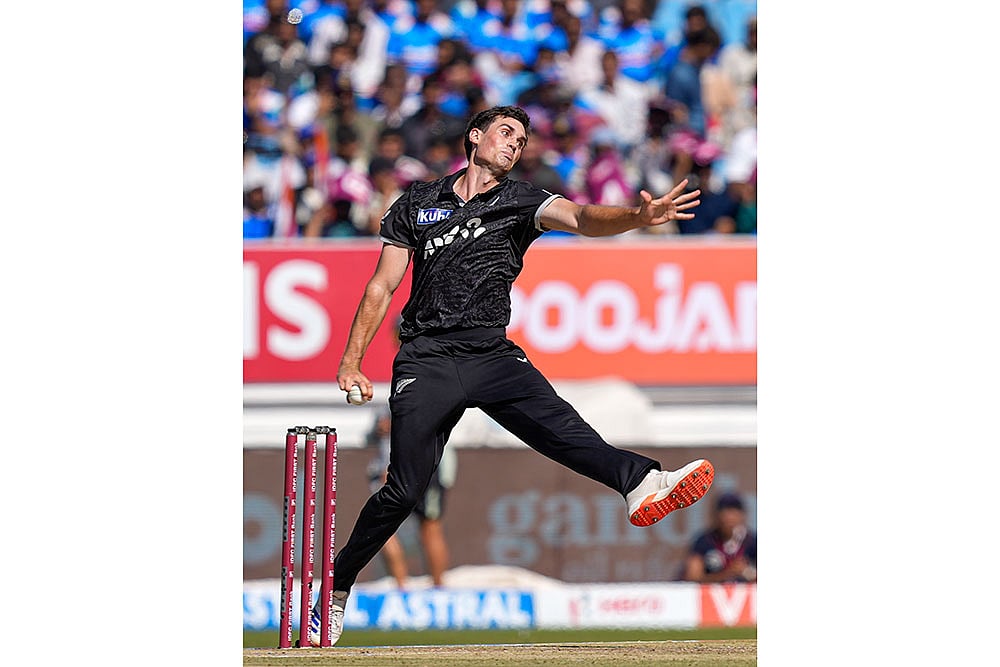 New Zealands Kristian Clarke bowls