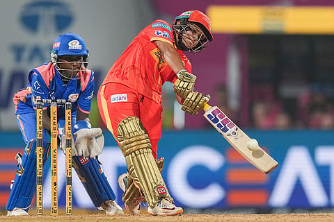 Gujarat Giants' Kanika Ahuja plays a shot during the Women's Premier League (WPL) 2026 T20 cricket match between Gujarat Giants and Mumbai Indians, at the DY Patil Stadium, in Navi Mumbai.