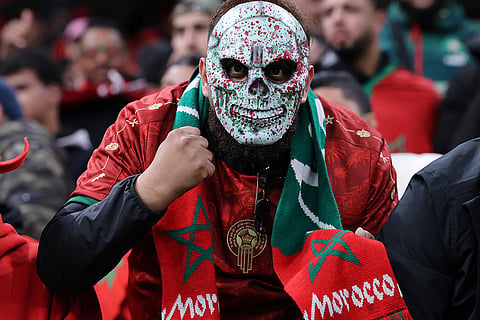 Morrocco fan cheers before the Africa Cup of Nations semi-final match between Nigeria and Morocco in Rabat, Morocco.