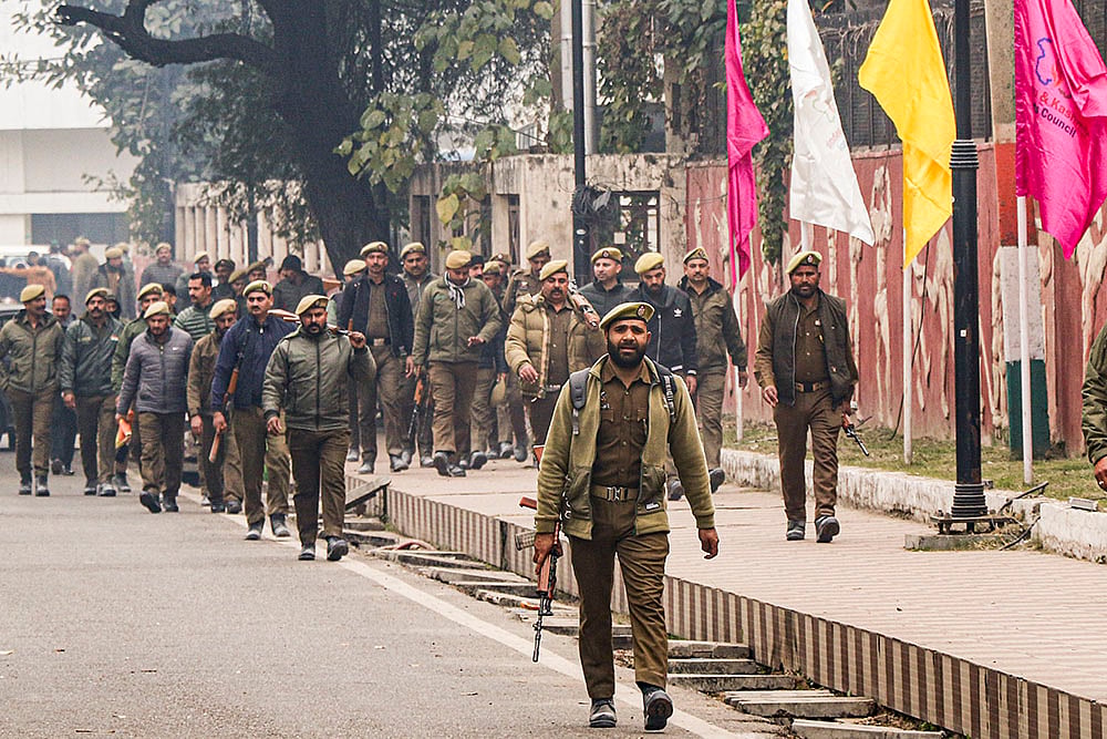 Security at Maulana Azad Stadium in Jammu