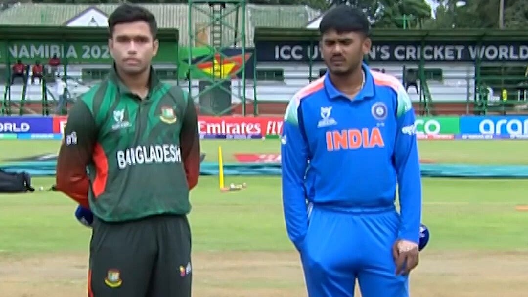 X/Star Sports : India skipper Ayush Mhatre (right) and Bangladesh vice-captain Zawad Abrar at the toss for their ICC Under-19 World Cup match in Bulawayo, Zimbabwe.