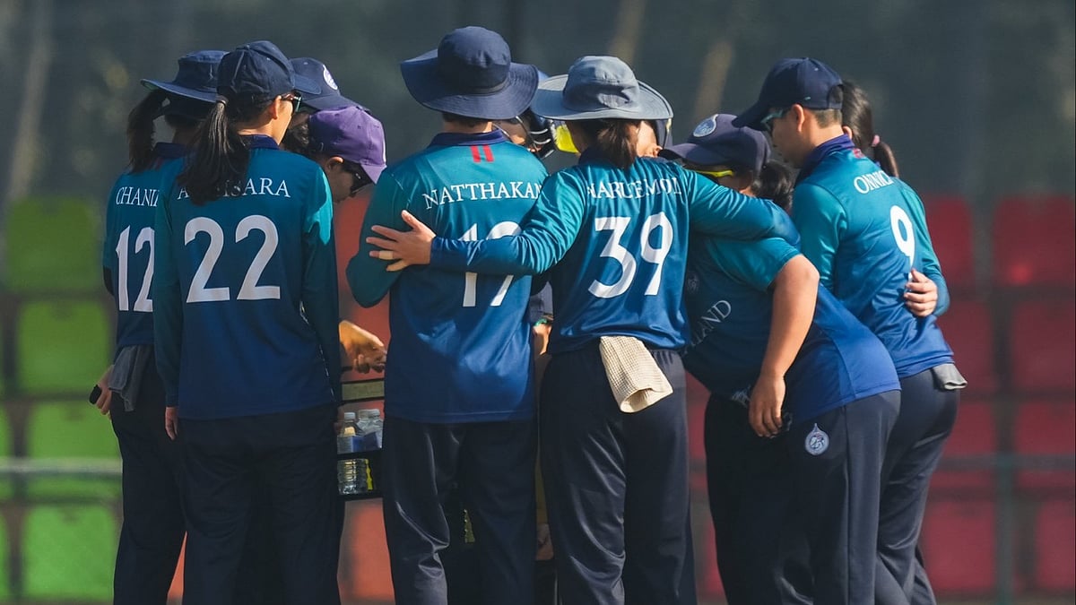X/CricketNep : Thailand in action against Nepal during their ICC Women's T20 World Cup Qualifier 2026 match.