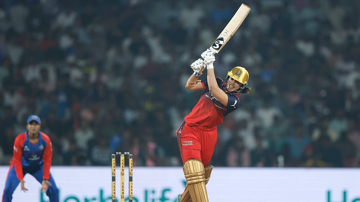 WPL : RCB captain Smriti Mandhana in action against DC in their WPL encounter.