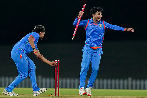 Vidarbha's players celebrate after winning the Vijay Hazare Trophy 2025-26, at BCCI Centre of Excellence, in Bengaluru, Karnataka. Vidarbha won the final match against Saurashtra by 38 runs. 
