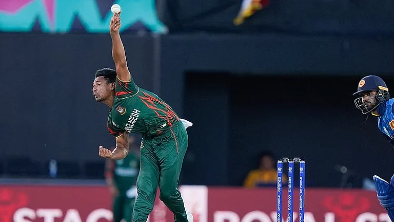 Kolkata Knight Riders released left-arm seamer Mustafizur Rahman on the Board of Control for Cricket in India's directive. - File/AP