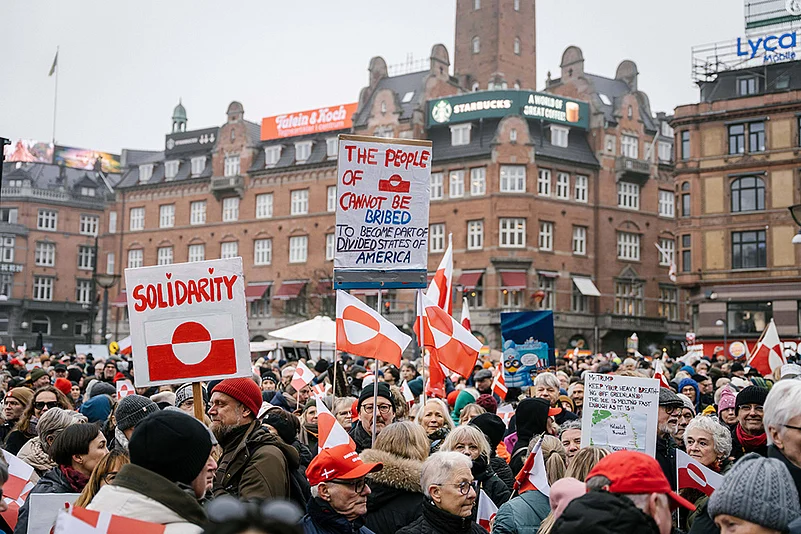 US-Greenland Standoff - Hands off Greenland protests-pro- Greenlanders demonstration