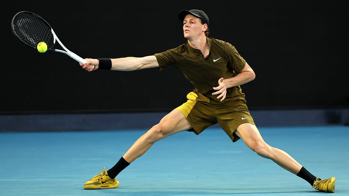 Jannik Sinner in action against Hugo Gaston at the Australian Open 2026.