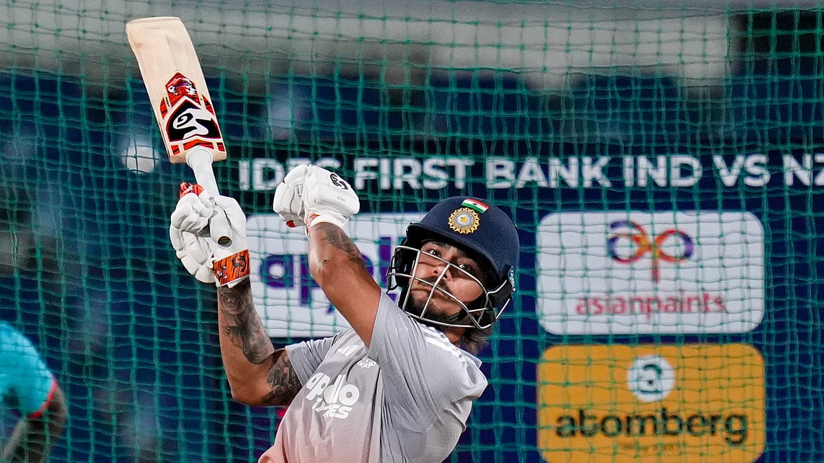 PTI : Ishan Kishan bats during a practice session ahead of the first T20 match between India and New Zealand, at Vidarbha Cricket Association Stadium in Nagpur.