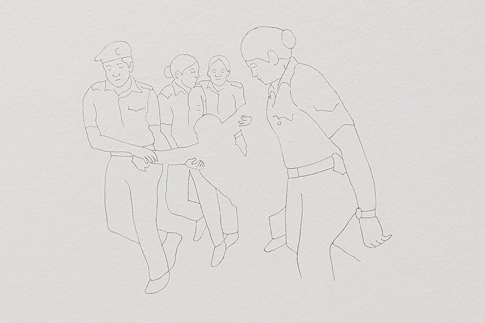 | Courtesy - Ishara art foundation : Shilpa Gupta, Untitled (Jailed Poet Drawings) (2018).  Commissioned by YARAT Contemporary Art Space. Image courtesy of the artist and Art Jameel. Photography by Pat Verbruggen.