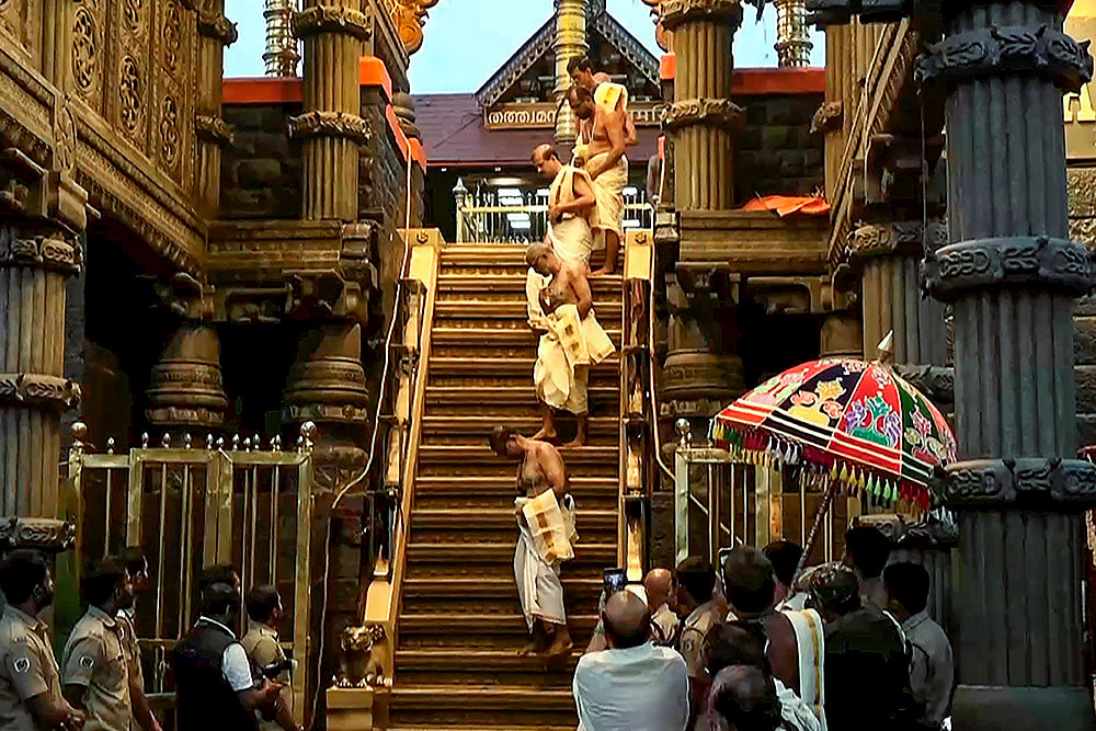 | Photo: PTI : Priests leave as the Sabarimala temple closes, concluding the over two-month-long 'Mandala–Makaravilakku' pilgrimage season, in Pathanamthitta district of Kerala.