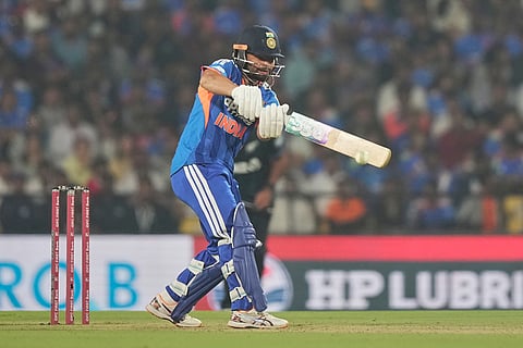 India's Rinku Singh bats during the first T20 cricket match between India and New Zealand in Nagpur.