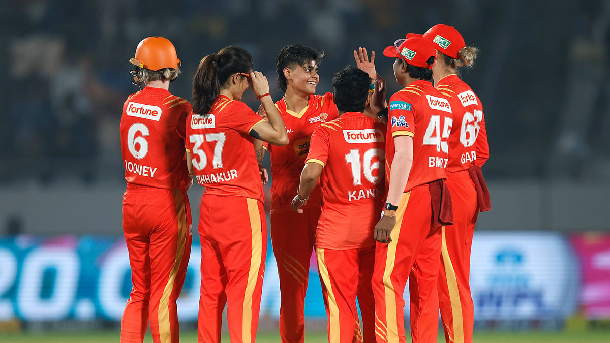X/@wplt20 : GG Vs UPW Highlights, WPL 2026: Gujarat Giants celebrating their wins. 