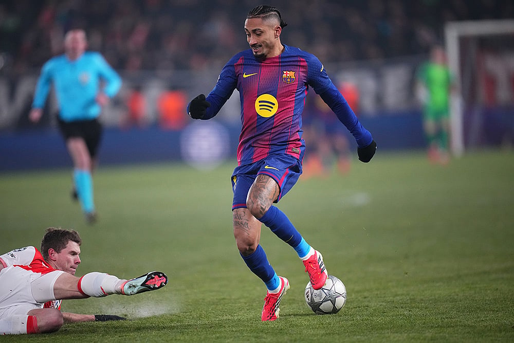 Slavia Prague vs Barcelona Champions League soccer-Raphinha