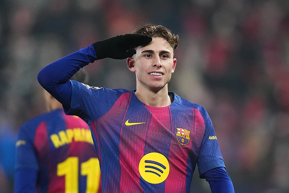 Slavia Prague vs Barcelona Champions League soccer-Fermin Lopez
