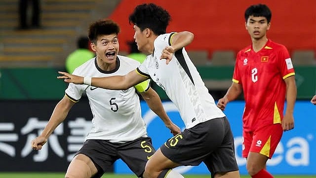 | Photo: Instagram/chinafootballassociation : China U23 players celebrate after scoring during the AFC U23 Asian Cup match against Vietnam on January 20, 2026.