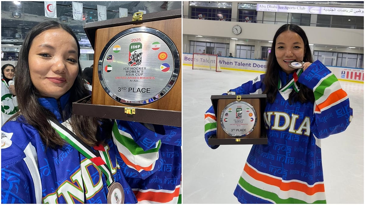 | Photos: KIBG 2026 : Padma Chorol celebrating the IIHF Asia Cup 2025 bronze medal.