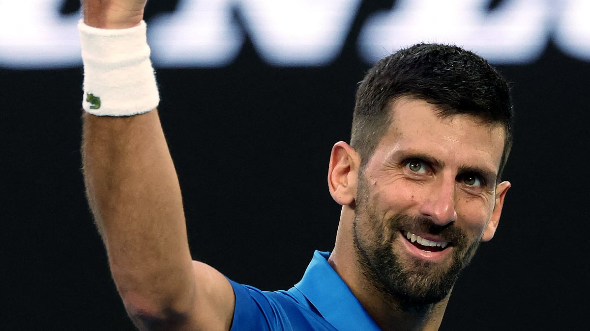 AustralianOpen/X : Novak Djokovic in action in Australian Open 
