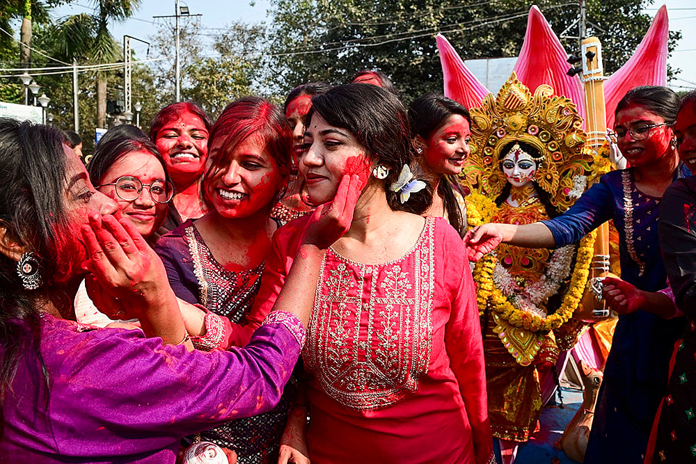 Goddess Saraswati idol immersion in Kolkata