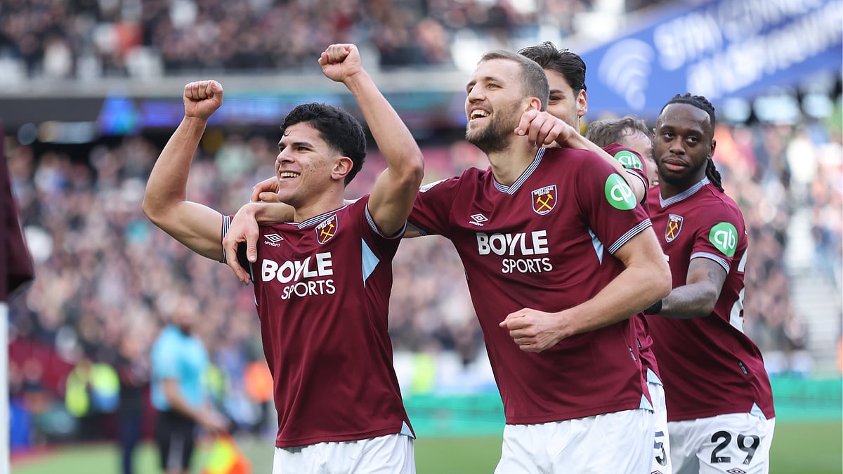 West Ham's Mateus Fernandes celebrates.